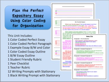 Preview of Expository Writing Unit with Best Selling Color Coded Organizer **REVISED**