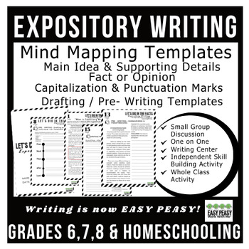 Preview of Expository Writing  Worksheets & Templates for 6th to 8th Grades
