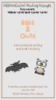 Preview of Expository Writing and Informational Reading Activity Bats & Owls