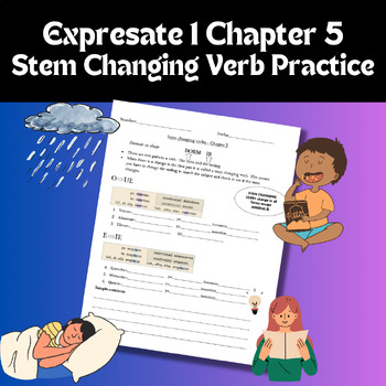 Preview of Expresate 1 Ch. 5 Editable Spanish Stem change verb (o to ue, e to ie) Practice