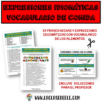 Preview of VOCABULARIO: EXPRESIONES IDIOMÁTICAS y FRASES HECHAS CON COMIDA/ALIMENTOS