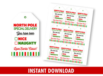 Christmas North Pole Express Gift Tag, Naughty Nice list approved Tag –  Cute Party Dash