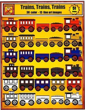 Preview of Train Clip art: Engine, Cars, Engineer and Conductor