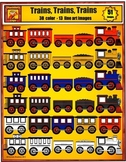Train Clip art: Engine, Cars, Engineer and Conductor