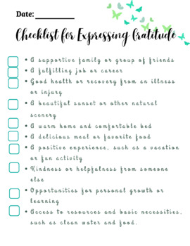 Preview of Express Your Gratitude (Checklist)