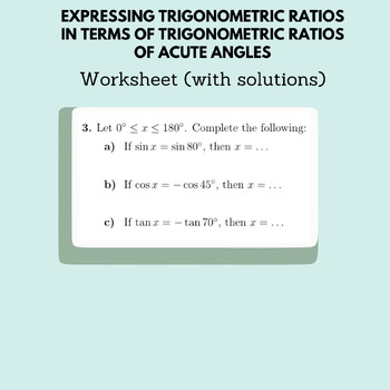 Preview of Expressing Trigonometric ratios in Terms of Trigonometric Ratios of Acute Angles