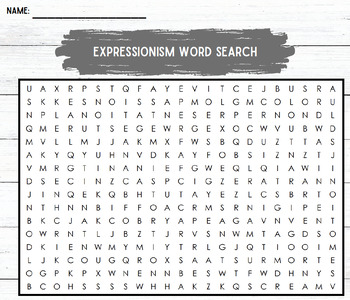 Preview of Expressionism Art Word Search