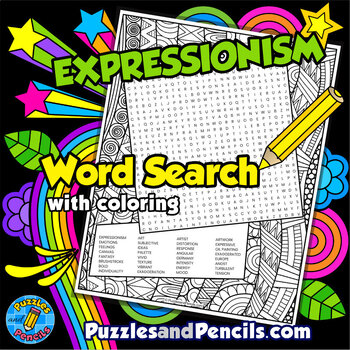 Preview of Expressionism Art Word Search Puzzle with Coloring | Periods of Art Wordsearch