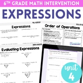 Expressions 6th Grade Math Intervention Unit