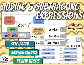 Preview of Expressions - Adding & Subtracting - Digital Assignment
