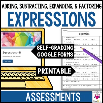 Preview of Expressions Assessments Digital and Printable