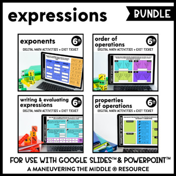 Preview of Expressions Digital Math Activity Bundle | Order of Operations | Google Slides