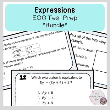 Preview of Expressions EOG Review *BUNDLE* | Grade 7 Math | Test Prep