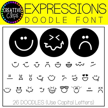 Preview of Expressions/Emotions DOODLE FONT {Emotions Font}