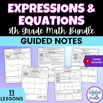 Preview of Expressions and Equations 8th Math Pre-Algebra Guided Notes