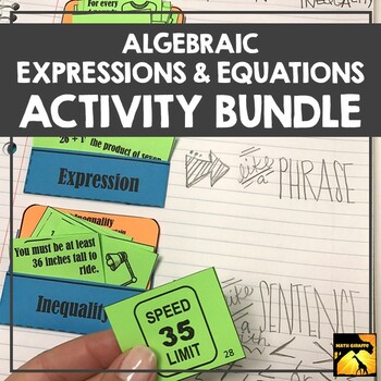 Preview of Expressions & Equations Bundle: Activities, Games, & Notes for Algebra Skills