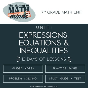 Preview of Expressions, Equations & Inequalities - 7th Grade Math Unit (Bare Bones Unit)