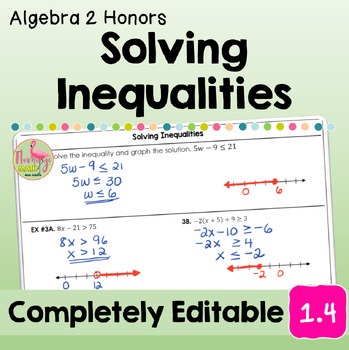 Preview of Solving Inequalities (Algebra 2 - Unit 1)
