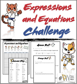Preview of Expressions & Equations MathCounts Karate Challenge Packet