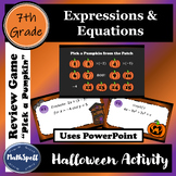 Expressions & Equations Review GAME | Halloween Math | Who