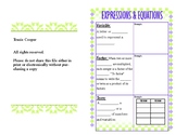 Expressions & Equations Vocabulary Foldable 7th Grade CCSS