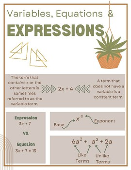 Preview of Expressions, Equations and Functions Unit - Educational Posters