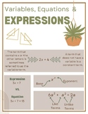 Expressions, Equations and Functions Unit - Educational Posters