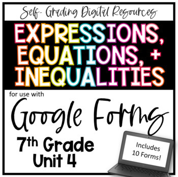 Preview of Expressions, Equations, and Inequalities Google Forms Bundle