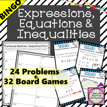 Preview of Expressions, Equations and Inequalities BINGO Game