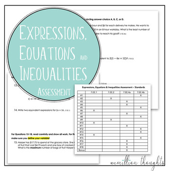 Preview of Expressions, Equations, and Inequalities Exam