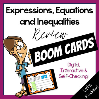 Preview of Expressions, Equations and Inequalities Review Boom Cards - Algebra 1 Curriculum