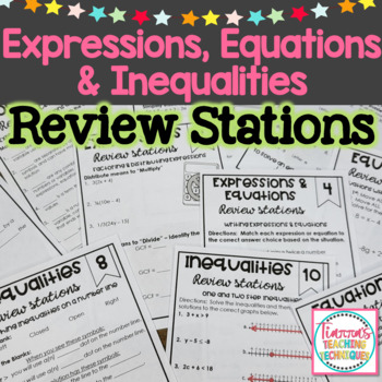 Preview of Expressions, Equations and Inequalities Review Stations