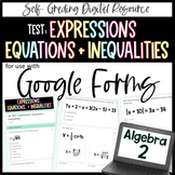 Expressions, Equations, and Inequalities TEST - Algebra 2 