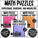 Expressions, Equations, and Inequalities Math Puzzle BUNDL