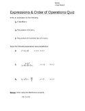 Expressions & Order of Operations Quiz