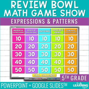 Preview of Expressions & Patterns Game Show | 5th Grade Math Review Test Prep Activity