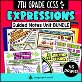 Expressions Rational Coefficients Guided Notes | 7th Grade