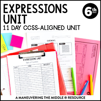 6th Grade Expressions Unit: 6.EE.1, 6.EE.2, 6.EE.3, 6.EE.4, 6.EE.6