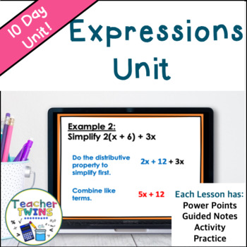 Preview of Evaluating Expressions - Writing Expression - Simplifying Expressions Unit