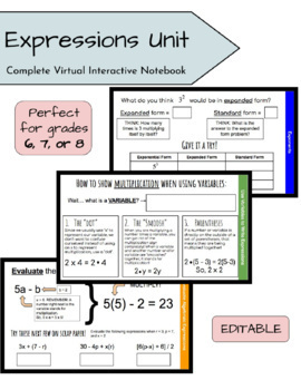 Preview of Expressions - Virtual & Printable Interactive Notebook