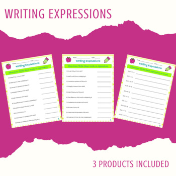 Expressions Worksheets by Middle School Teachaholic | TPT