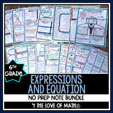 Expressions and Equation No Prep Note Page Bundle