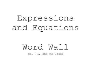Preview of Expressions and Equations