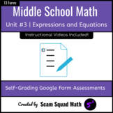 Expressions and Equations 7th Grade Self-Grading Google Fo