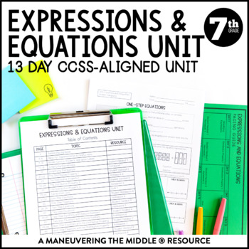 Preview of Expressions & Equations Unit | 7th Grade | Solving One and Two Step Equations