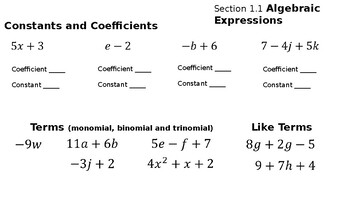 Preview of Expressions and Equations