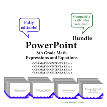 Preview of Expressions and Equations PowerPoint Bundle 8EEA1-8EEA4