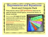 Expressions and Equations Algebra Scoot and Compute Pack