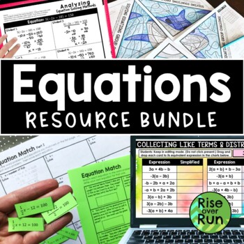 Preview of Expressions and Equations Activities Bundle for 8th Grade Math & Algebra 1