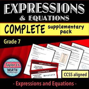 Preview of Expressions and Equations Worksheets and Word Wall